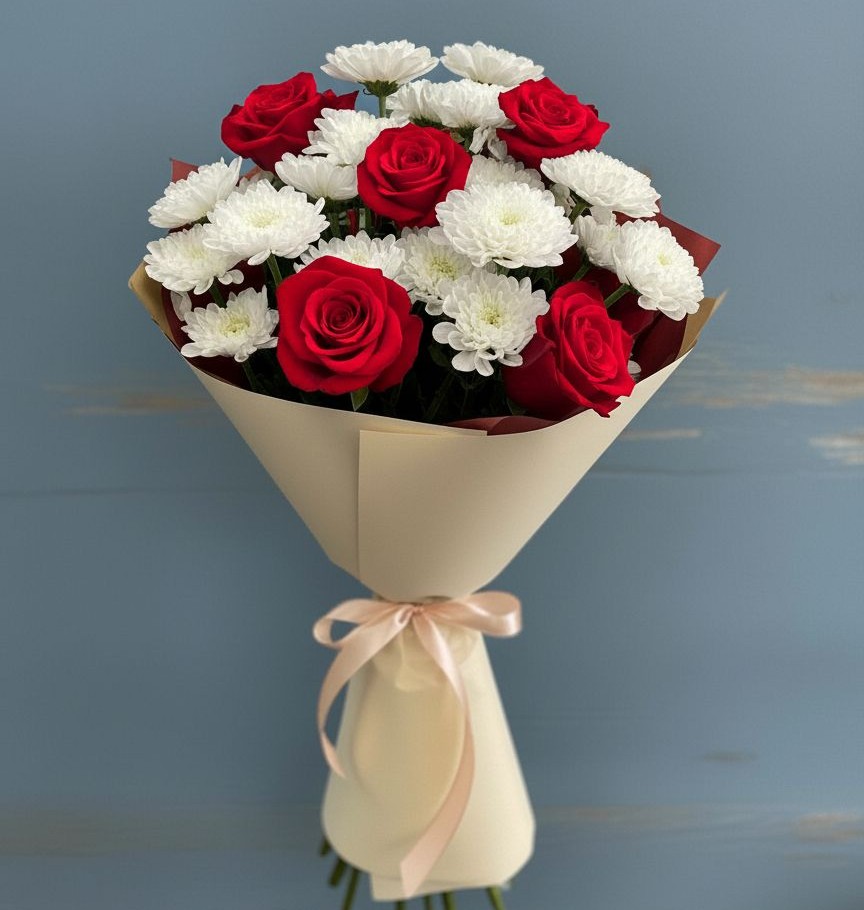 Букет цветов из: Розы и Хризантемы в Никольском Воронежской области