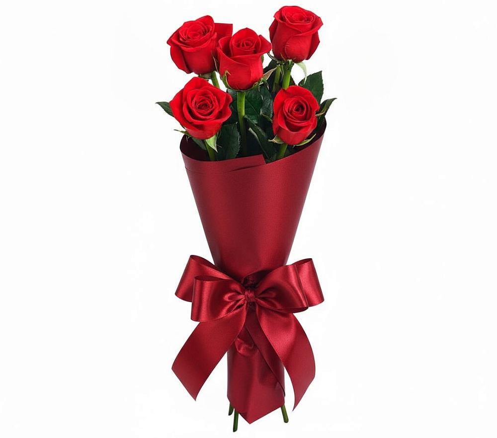 Букет 5 Красных роз Эдлесс Лав в Никольском Воронежской области