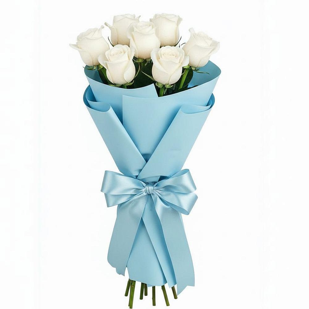 Букет 7 белых роз Проуд в Никольском Воронежской области