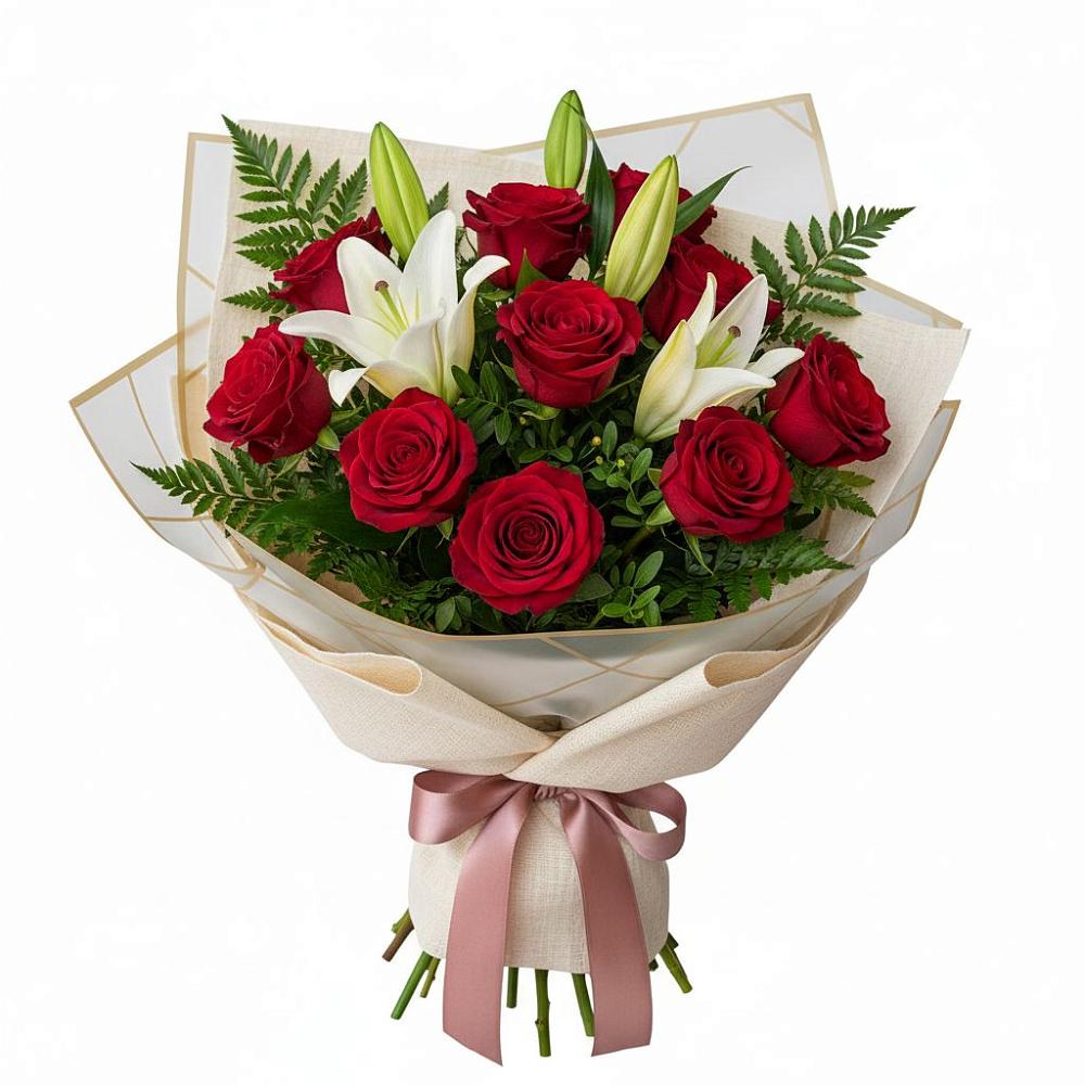 Букет цветов из: Лилии и Розы в Никольском Воронежской области