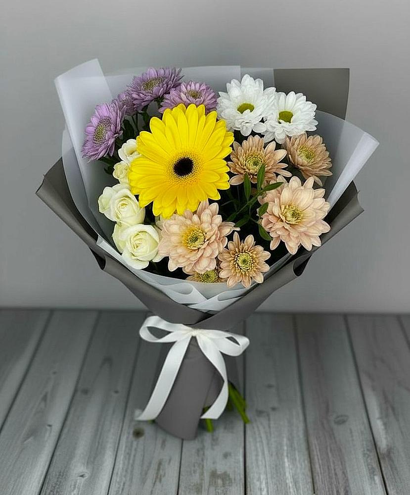Букет цветов из: Розы, Герберы и Хризантемы в Никольском Воронежской области
