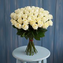 Букет 51 Белая роза Эдлесс Лав в Никольском Воронежской области