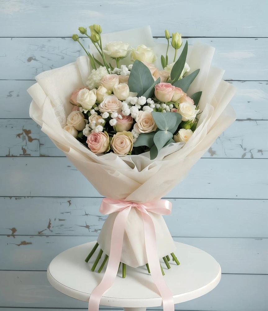 Букет цветов из: Розы и Лизиантусы в Никольском Воронежской области