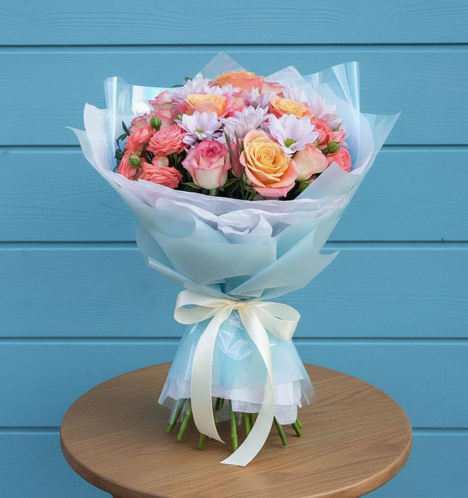 Букет цветов из: Хризантемы и Розы в Никольском Воронежской области