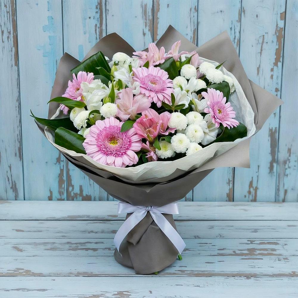 Букет цветов из: Герберы, Альстромерии и Хризантемы в Никольском Воронежской области
