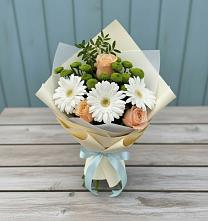 Букет цветов из:  Герберы, Розы и Хризантемы в Никольском Воронежской области