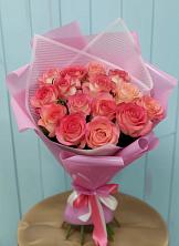 Букет 15 Розовых роз Равель в Никольском Воронежской области